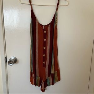 Free People Striped Multi-Color Maroon Romper Size M